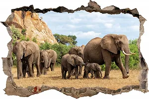 Наклейка на стіну DW000104 Elephant Herd in Africa 150 x 100 см Коричнева - Фото 1