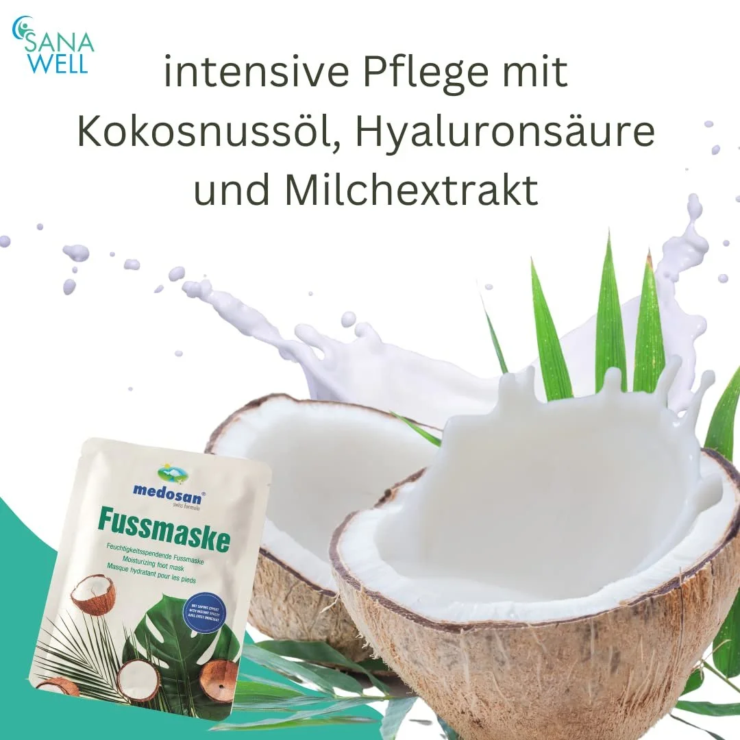Маска для ніг Medosan з кокосовою олією та гіалуроновою кислотою (набір 3 шт.), фото №5