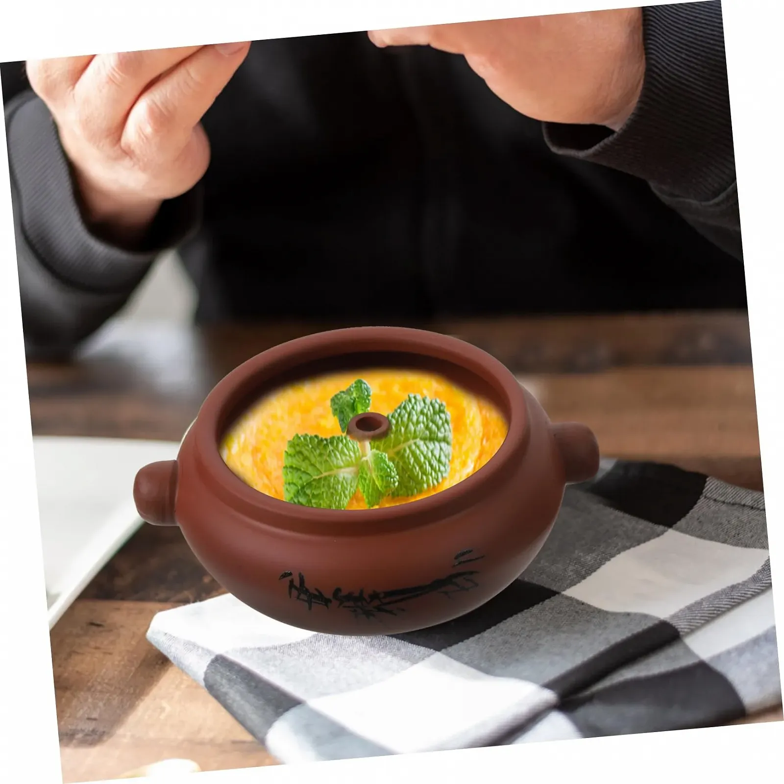 Кастрюля керамическая Abaodam пароварка с крышкой для тушения, фото №4 Кастрюля керамическая Abaodam пароварка с крышкой для тушения, фото №4