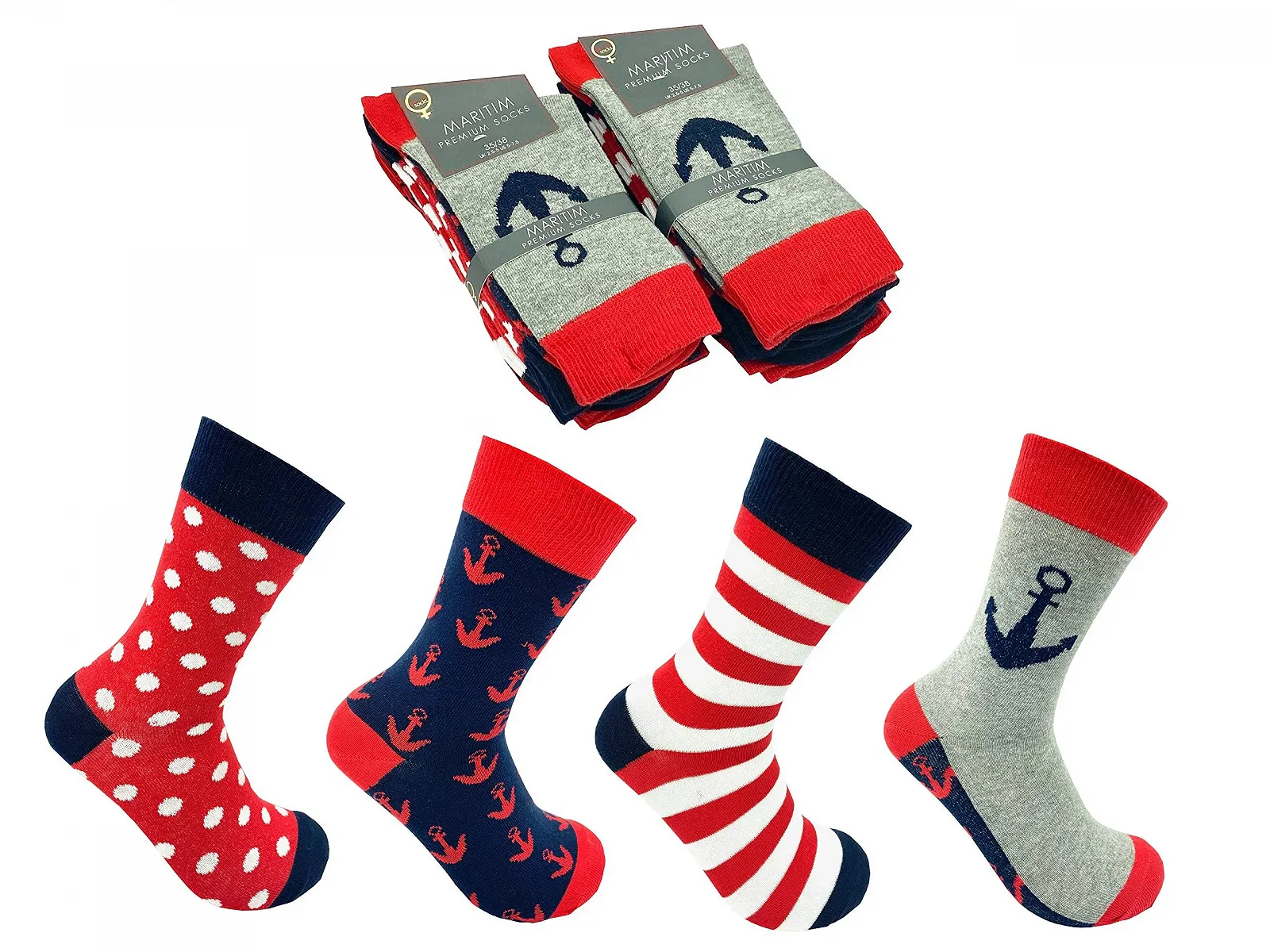 Шкарпетки Maritim Якір, Крапки, Кільце, 8 пар, фото №1