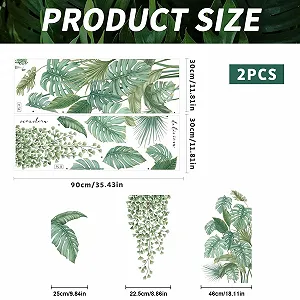 Наклейка на стіну Plants Tropical Leaves 30 x 90 см 2 шт. Зелена synthetic.ua - Фото 1
