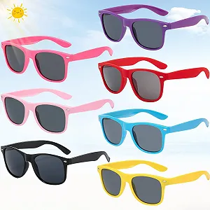 Солнцезащитные очки SoundZero Набор из 7 разноцветных неоновых ретро забавных очков для вечеринок для мужчин и женщин (7 цветов) - Фото 1