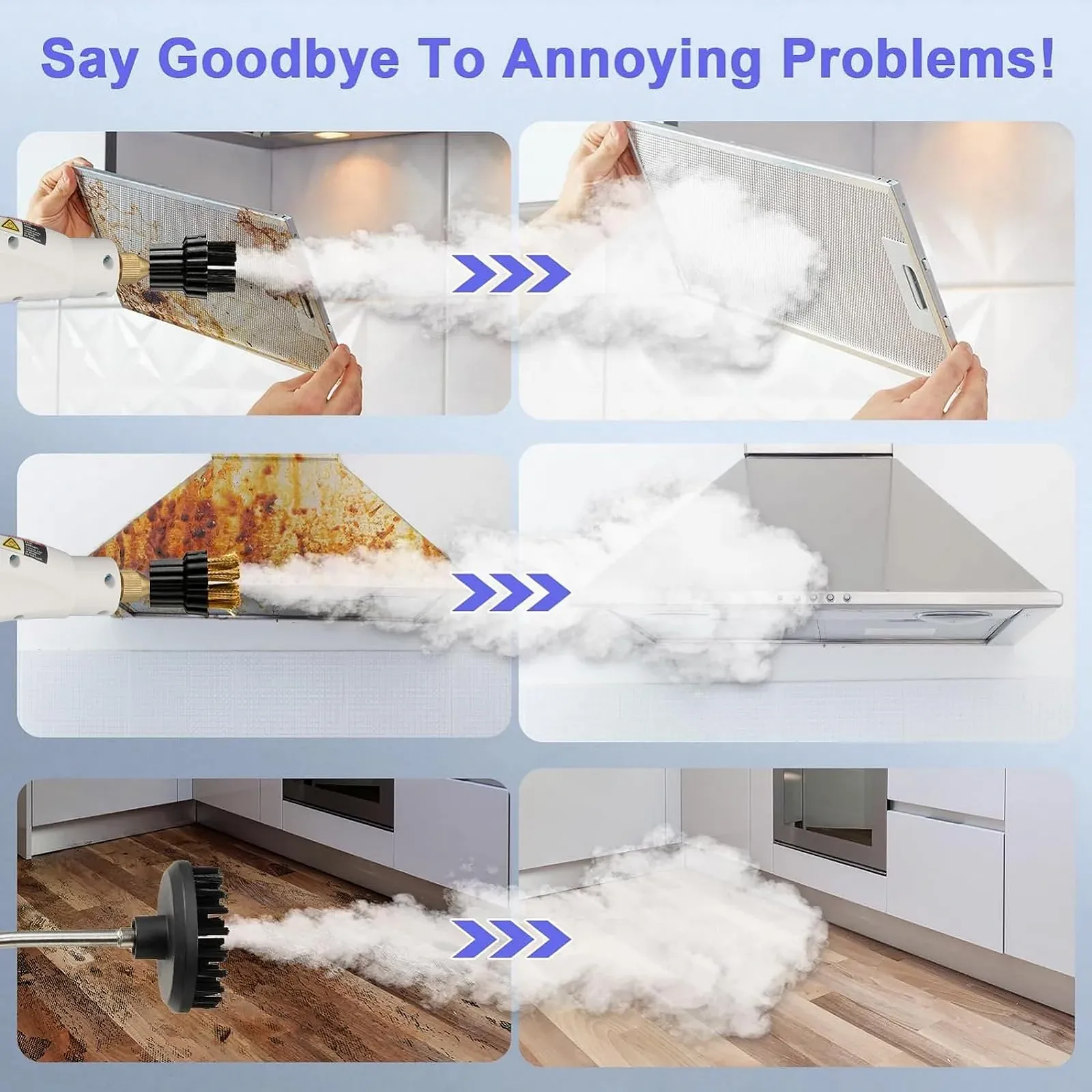 Ручний пароочисник Bewinner 2500 Вт із сенсорним екраном та 6 рівнями регулювання, фото №7