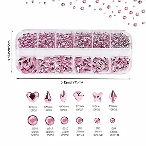 Набор страз для ногтей разных форм 810 шт., 3D AB кристаллы для ногтей, розовые стразы для акриловых ногтей synthetic.ua - Фото 1