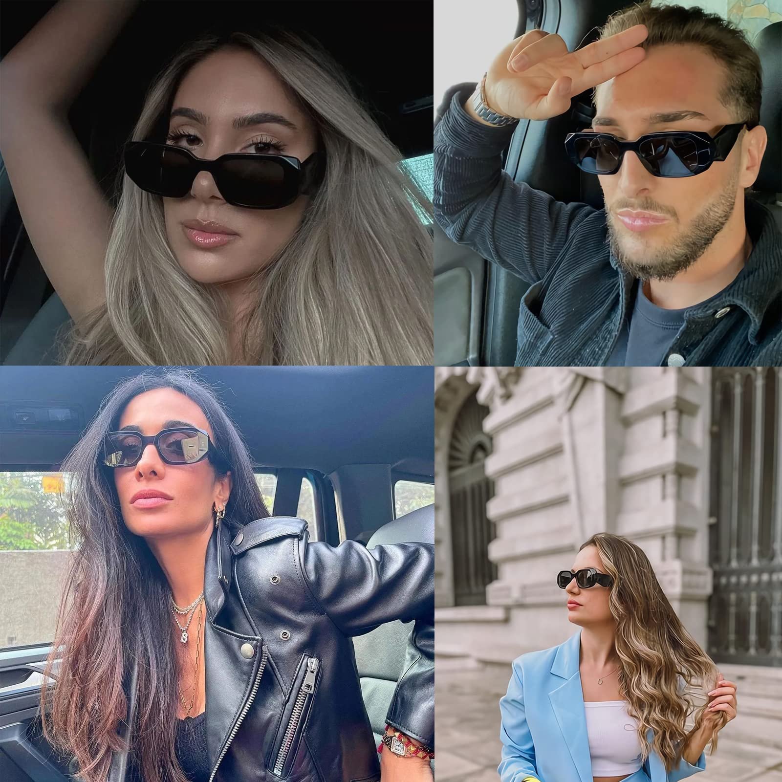 Сонцезахисні окуляри OSAGAMA Ретро Прямокутні Масивні Захист від УФ випромінювання для чоловіків і жінок, фото №7