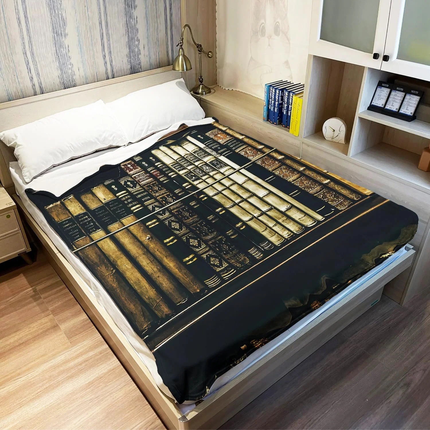 Покривало YISUMEI Фланель М’яка Покривало з флісу 150 x 200 см Книжкова полиця Стара книга, фото №4