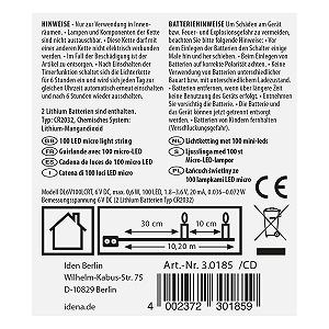 Мікро гірлянда LED Idena 30185-2, 100 LED, теплий білий, 10.2 м, 2 шт. в упаковці synthetic.ua - Фото 1