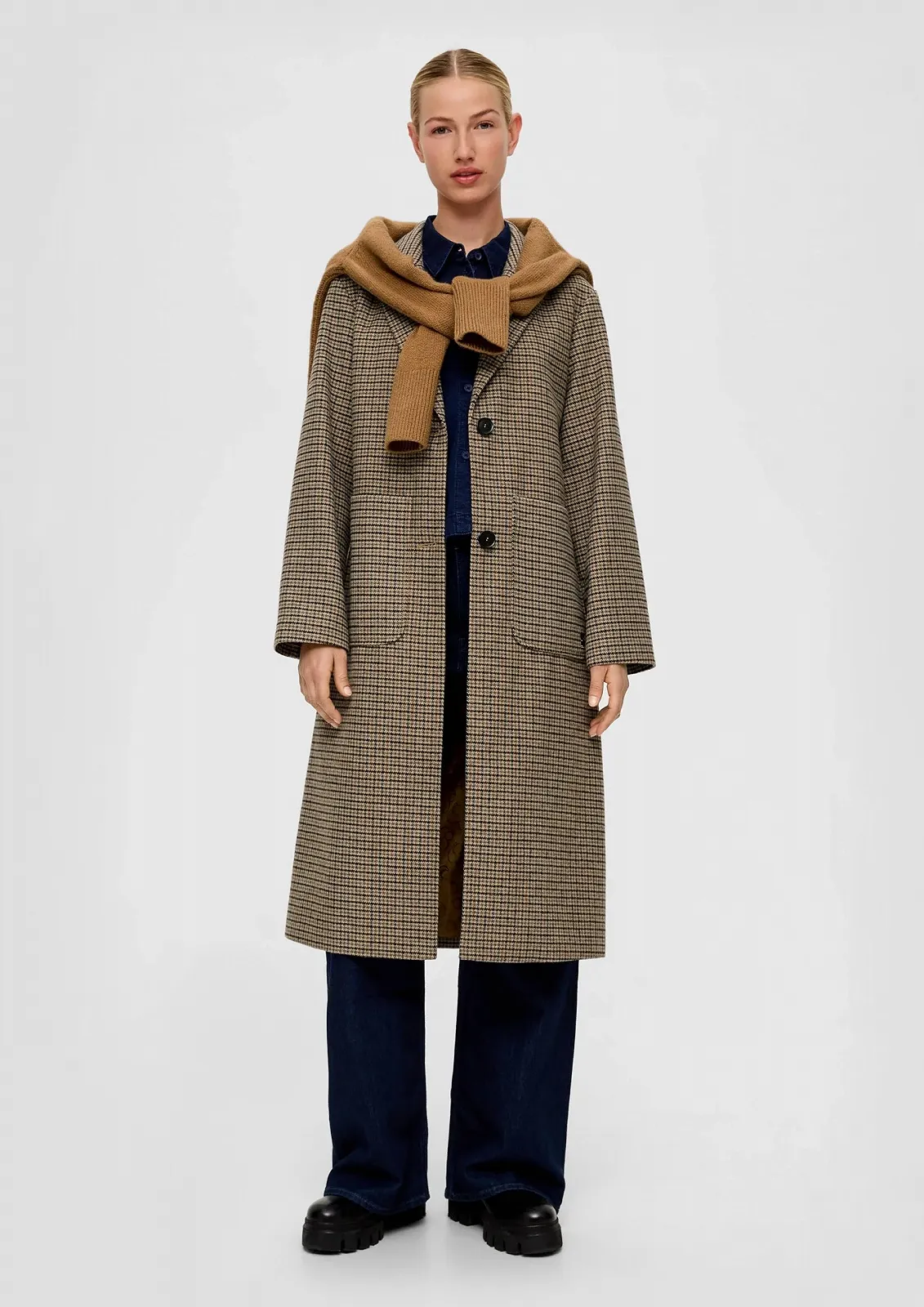 Пальто s.Oliver Картатий Змішана вовна, фото №3