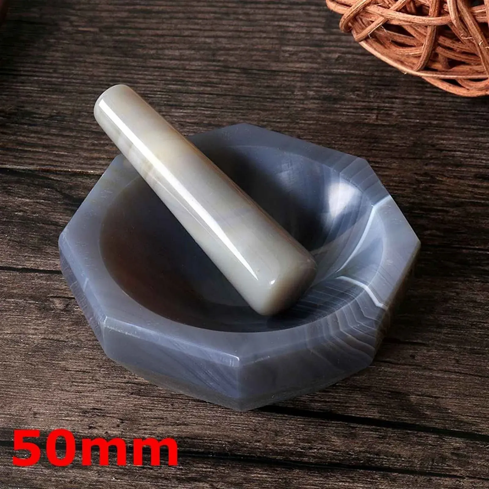 Ручний Млинок Agate Professional для Спецій Набір, Ступка і Товкачик, фото №5