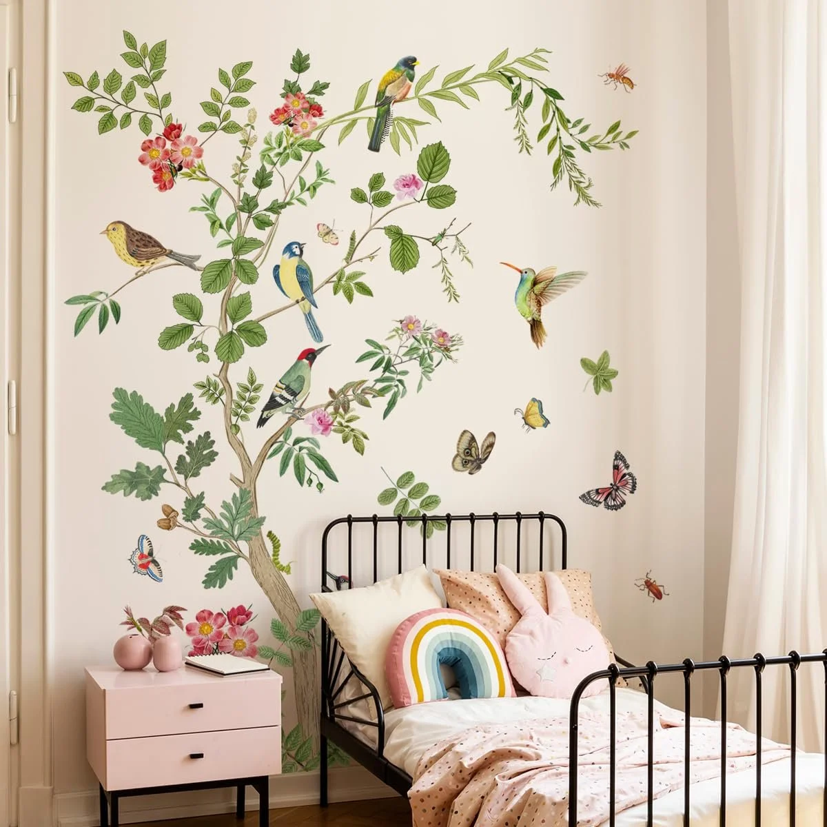 Наклейка на стіну Runtoo Large Tree Branch Vintage Flower Plants Birds, фото №1