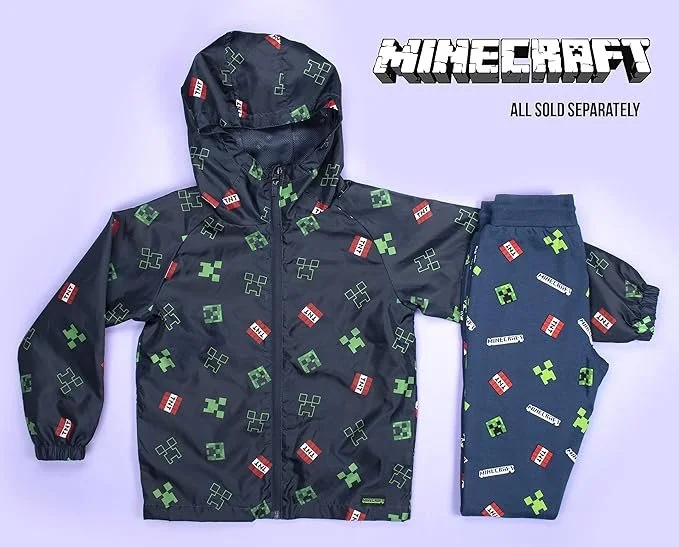 Дождевик Minecraft для мальчиков 5-12 лет Водонепроницаемая куртка с подкладкой и капюшоном Легкая и машинная стирка, фото №6