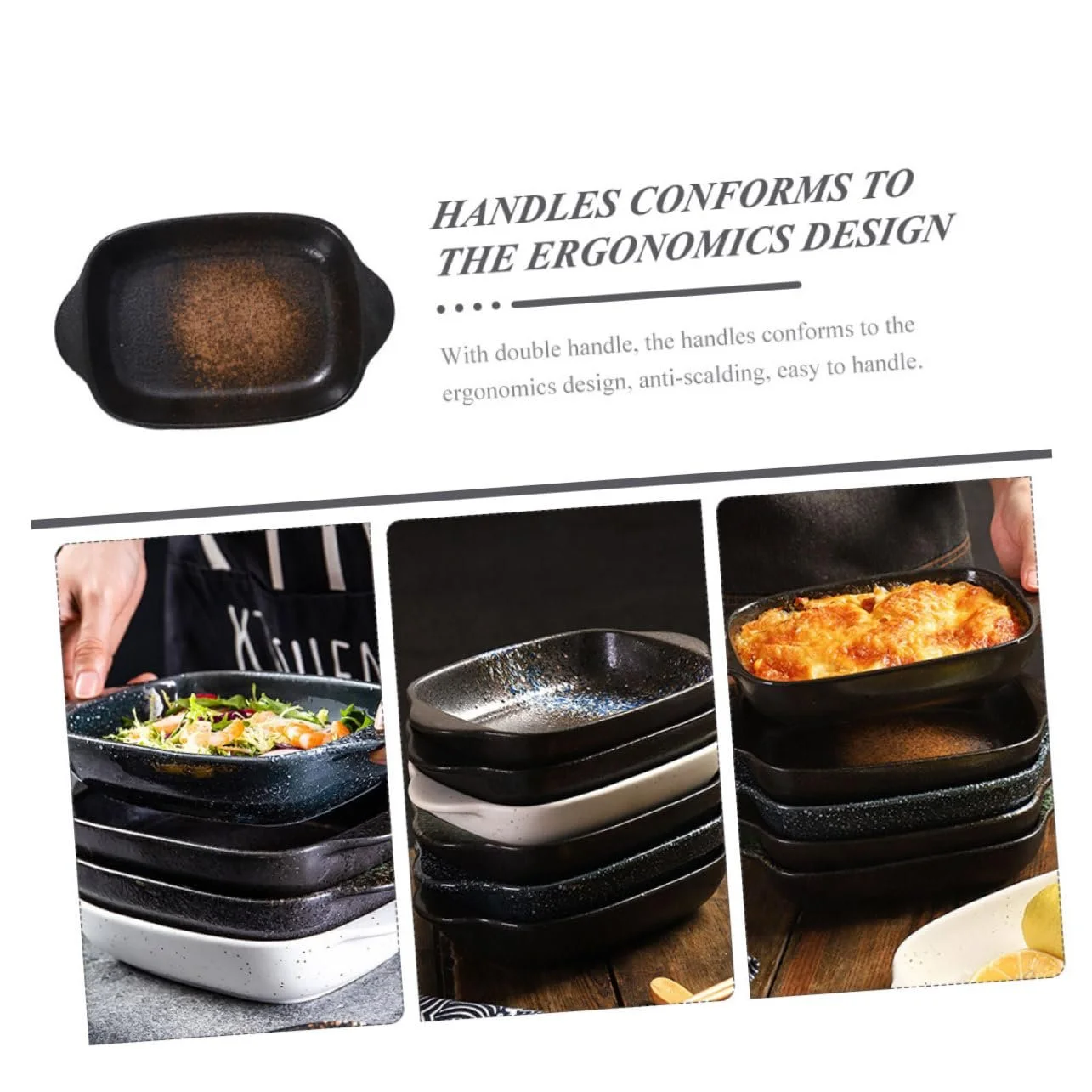 Форма для випічки GALPADA керамічна в японському стилі з двома ручками для мікрохвильової печі та духовки, фото №8