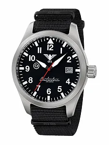 Мужские часы KHS Airleader Steel с ремешком NATO черного цвета AIRS.NB synthetic.ua - Фото 1