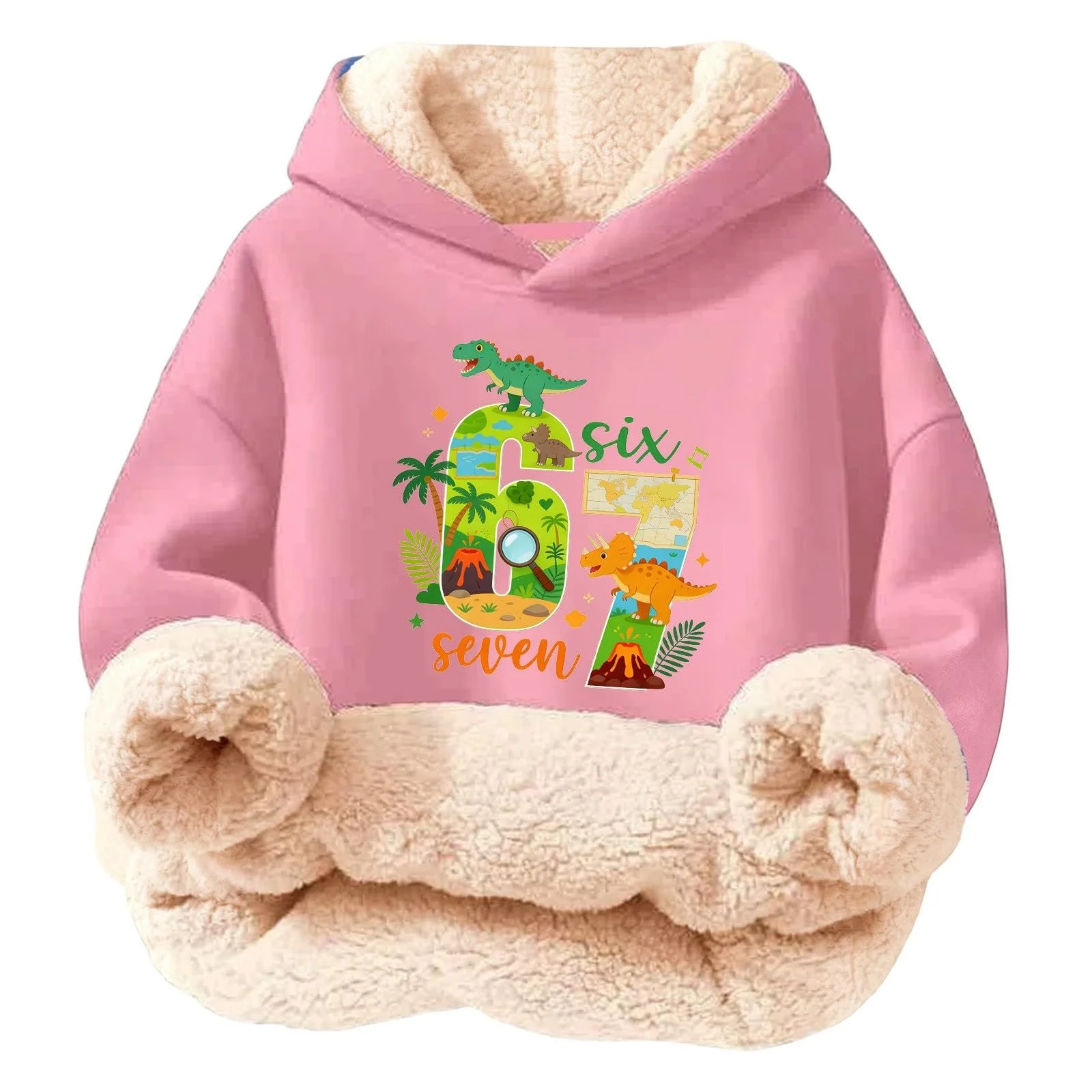 Худи с мемом Y2K Флисовый худи с длинными рукавами и принтом 67, повседневный свободный свитшот для активного отдыха, уличная одежда для девушек и парней, модный джемпер, фото №1