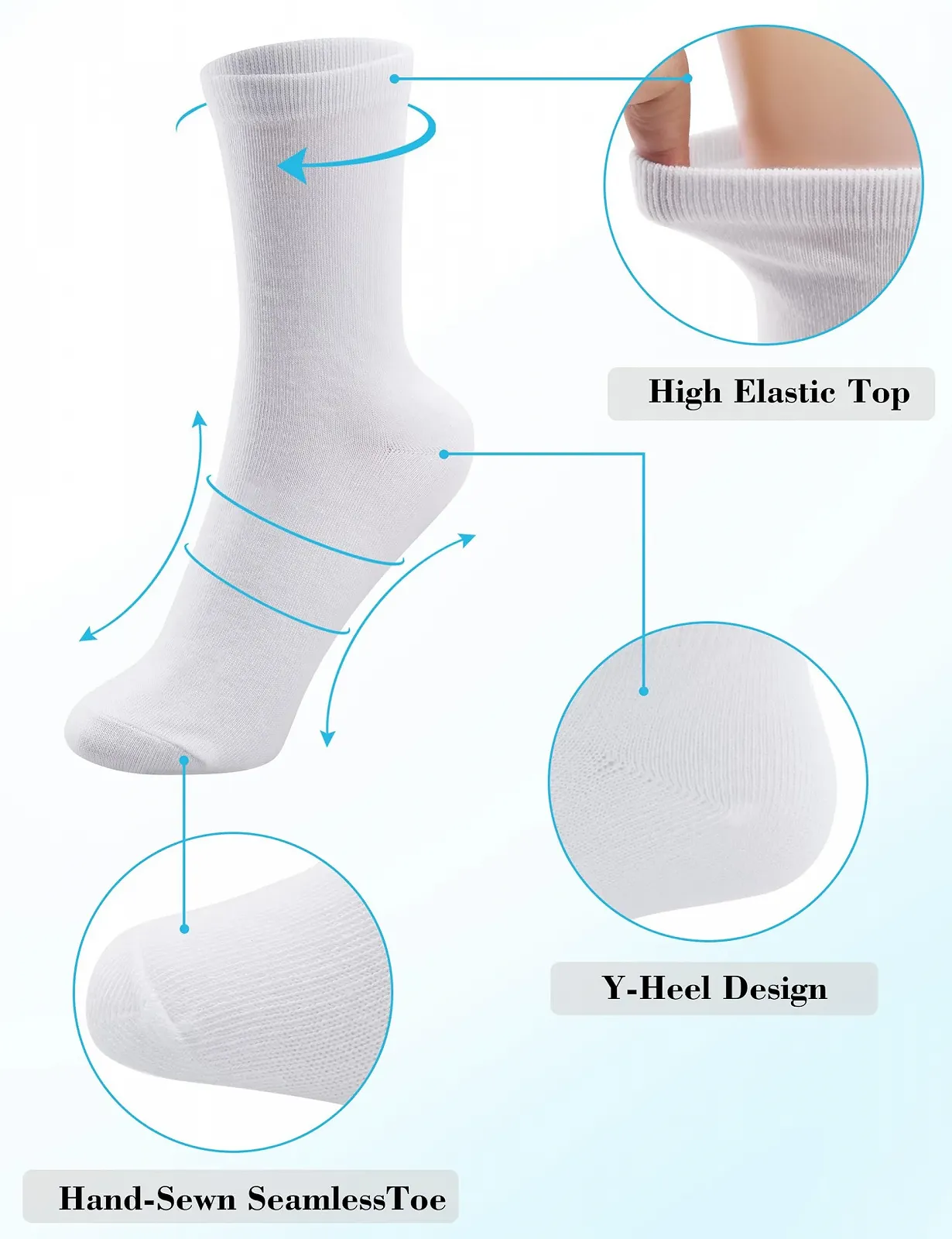 Жіночі бавовняні шкарпетки Duufin Crew, 12 пар, фото №3