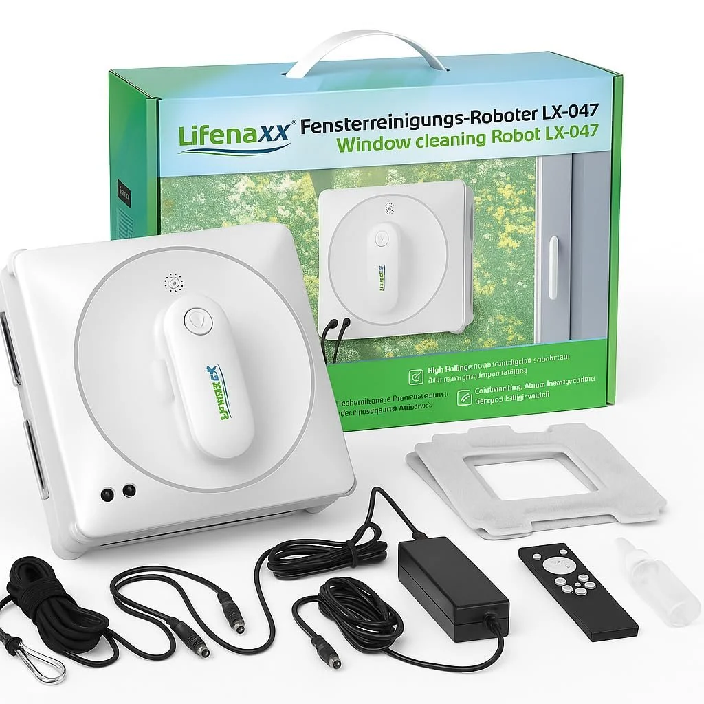 Робот для миття вікон Lifenaxx Advanced LX-047 з 4 розпилювальними насадками, 4 програмами очищення, безщітковим двигуном та дистанційним керуванням, фото №1 Робот для миття вікон Lifenaxx Advanced LX-047 з 4 розпилювальними насадками, 4 програмами очищення, безщітковим двигуном та дистанційним керуванням, фото №1