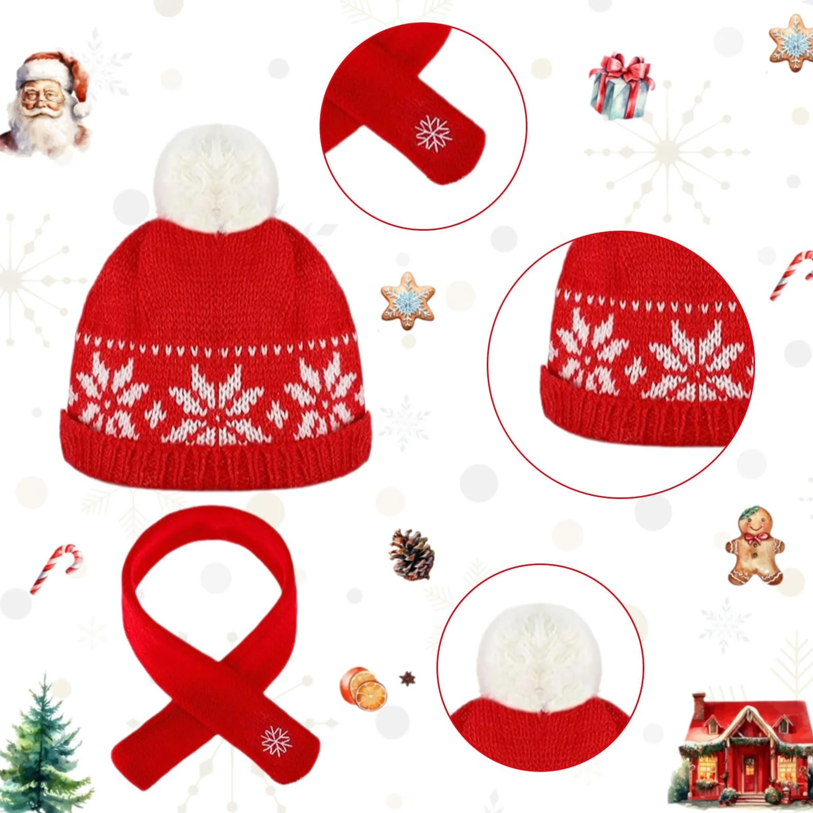 Набір лялькового одягу A Різдвяні шапочки та шарфи для ляльок 4 шт., фото №5 Набір лялькового одягу A Різдвяні шапочки та шарфи для ляльок 4 шт., фото №5