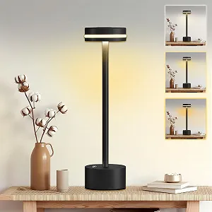 Настільна лампа LED бездротова алюмінієва сенсорна USB-C Чорний - Фото 1