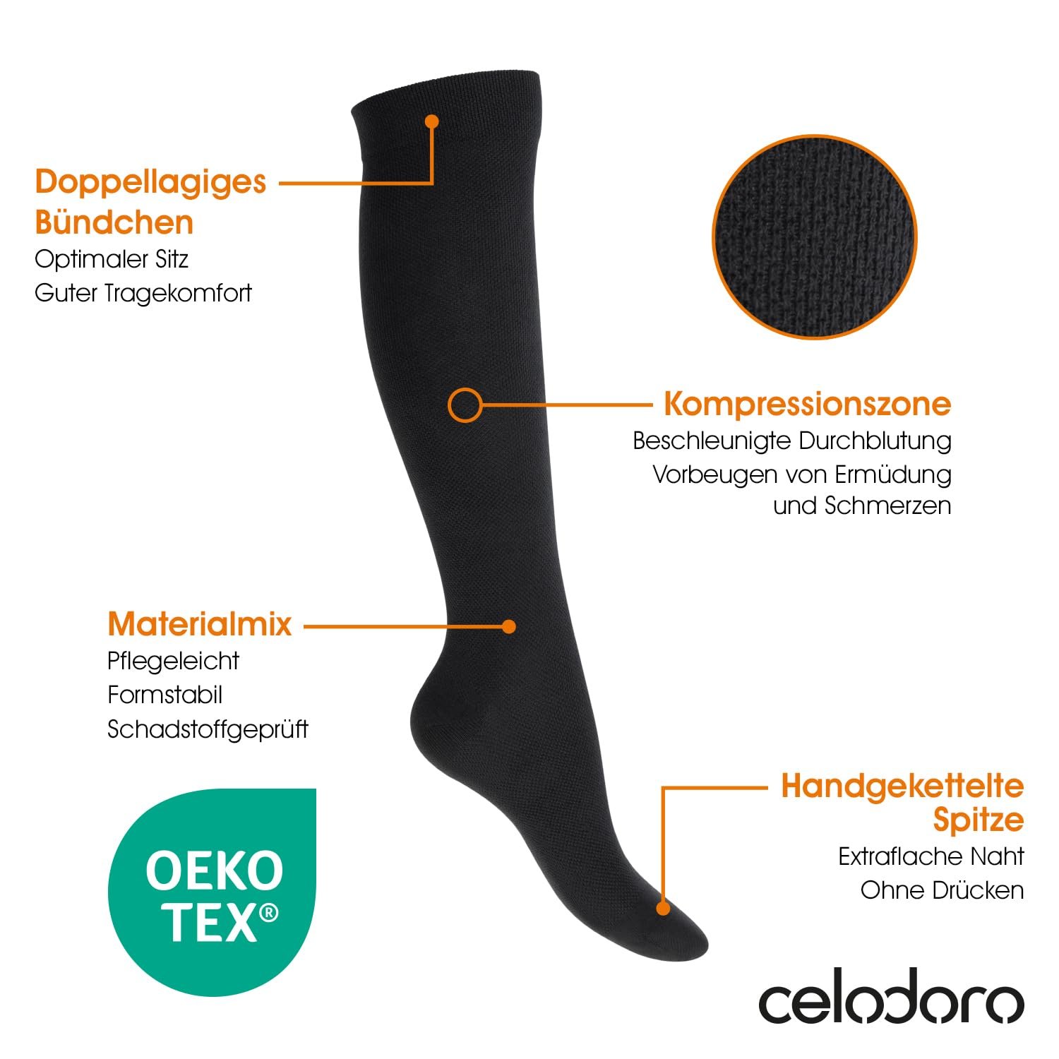 Дорожные гольфы Celodoro Женские и Мужские (1, 2 пары) с компрессионным эффектом, фото №4