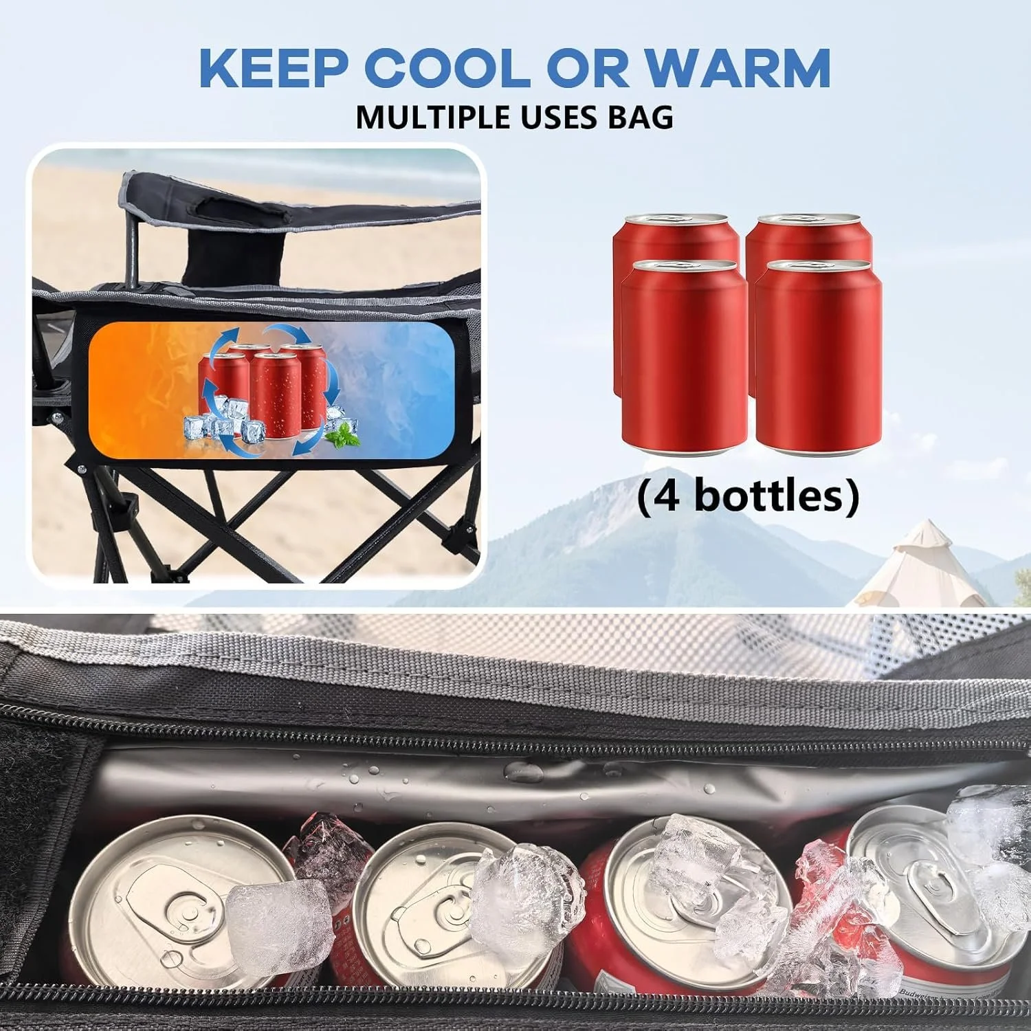 Розкладне крісло для кемпінгу POEPORE / 2 шт. / до 120 кг / Чорно-сірий, фото №3 Розкладне крісло для кемпінгу POEPORE / 2 шт. / до 120 кг / Чорно-сірий, фото №3