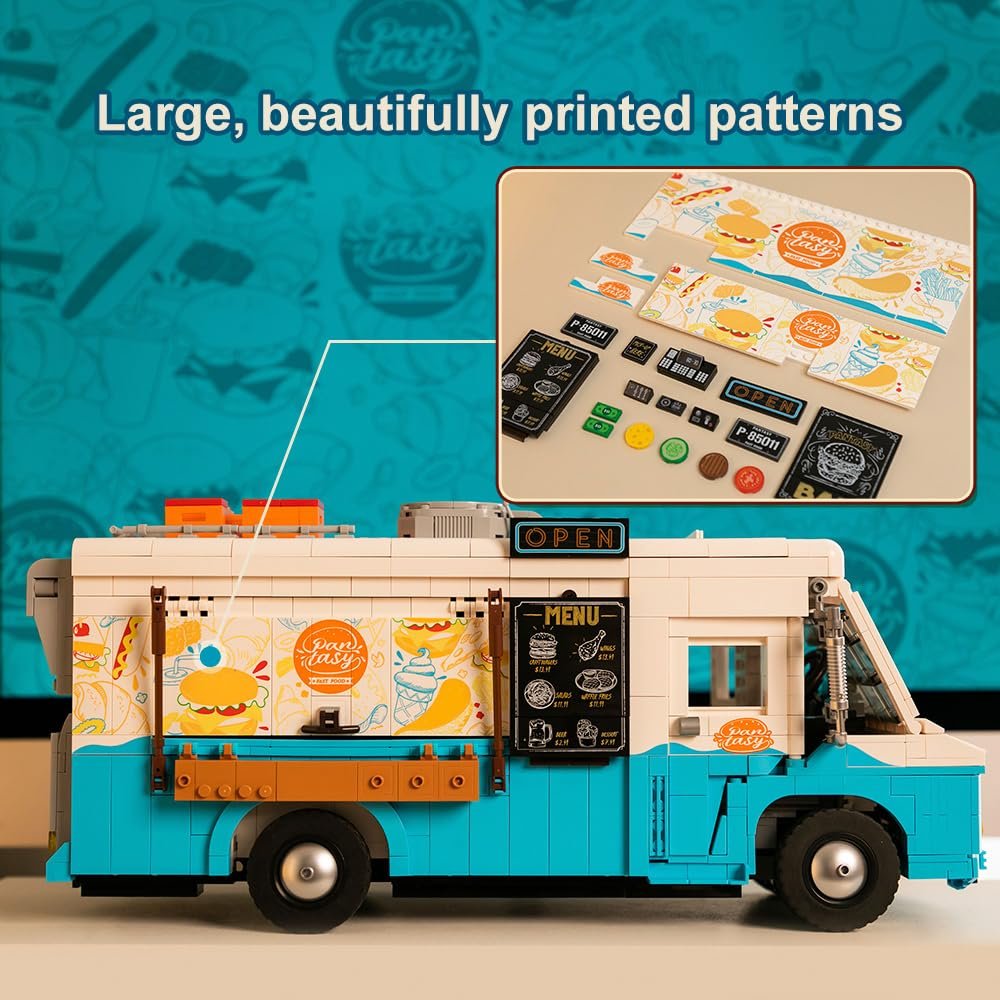 Набір для будівництва PANTASY Nostalgic Food Truck Retro Step Van для підлітків і дорослих Колекційна модель, фото №7