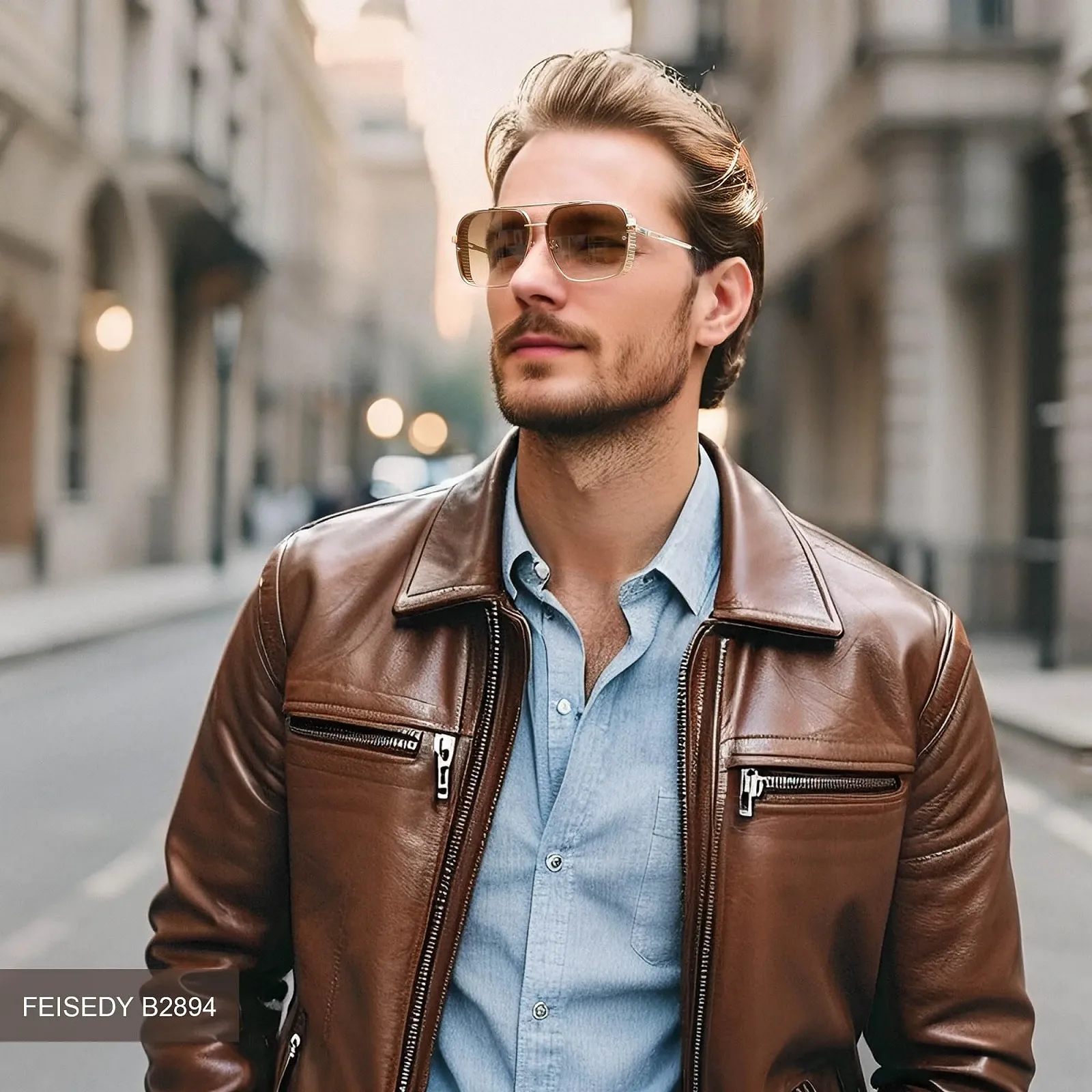 Солнцезащитные очки Квадратные FEISEDY Винтаж 70-х 80-х B2894, фото №2