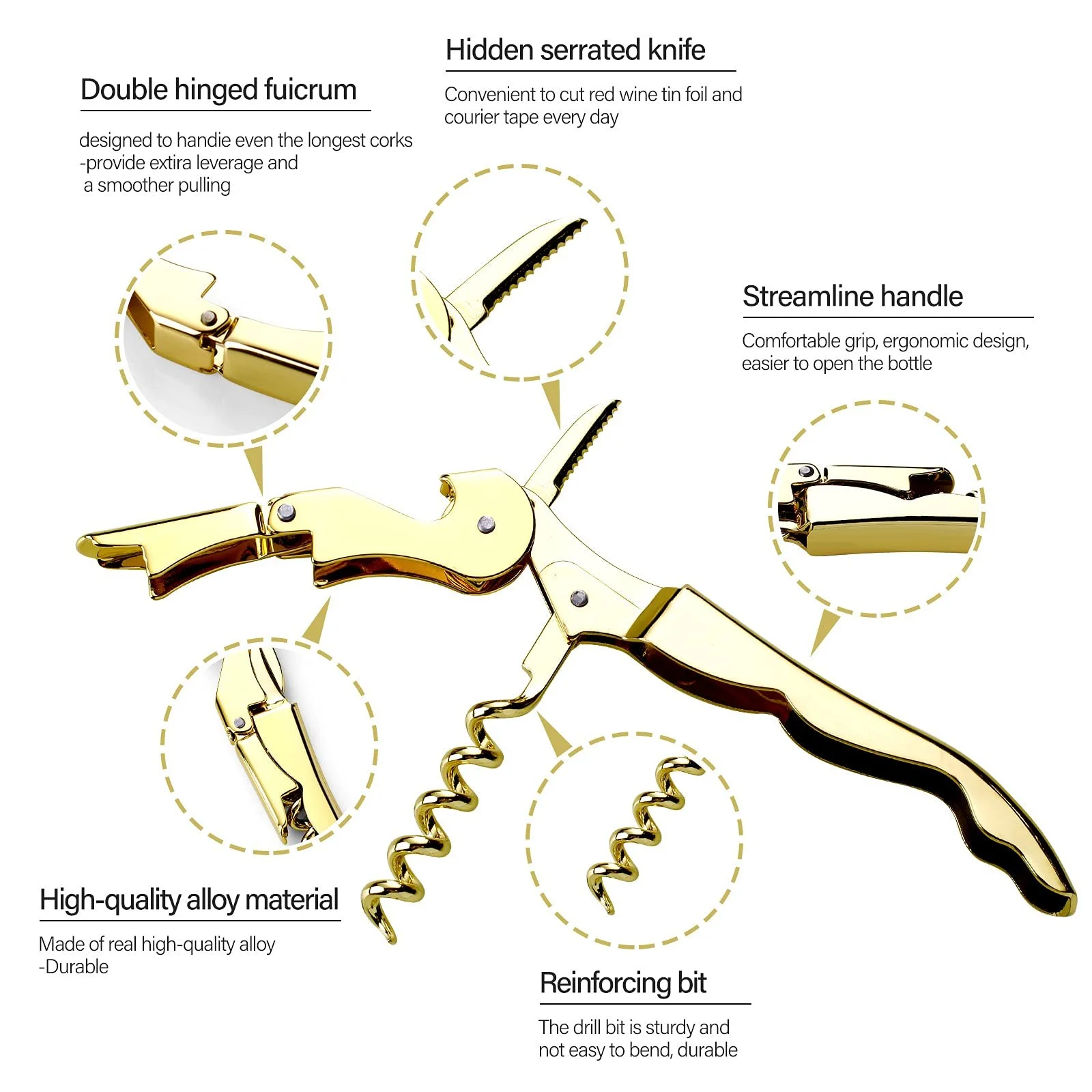 Штопор офіціанта Drincarier Professional Wine Openers, з нержавіючої сталі, фото №5 Штопор офіціанта Drincarier Professional Wine Openers, з нержавіючої сталі, фото №5