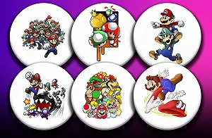 Набор значков "Super Mario" на булавке, 44 мм, 6 шт - Фото 1