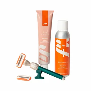Набор для бритья Fler Smooth Skin Set Бритва, держатель, 2 сменных лезвия, пена и крем Хвойный зеленый - Фото 1