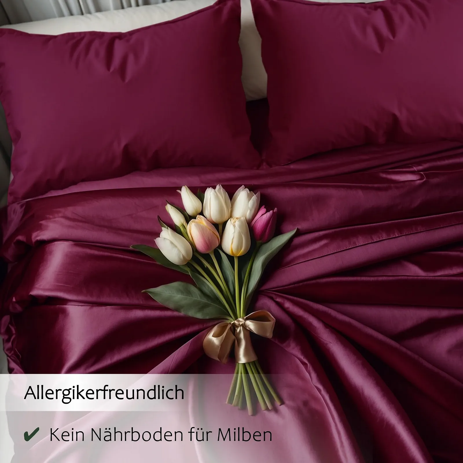 Двостороння постільна білизна Cozyor Satin & Microfibre 155 x 200 см 3 предмети 1 підковдра + 2 наволочки 40 x 80 см Бордова ягідна, фото №8