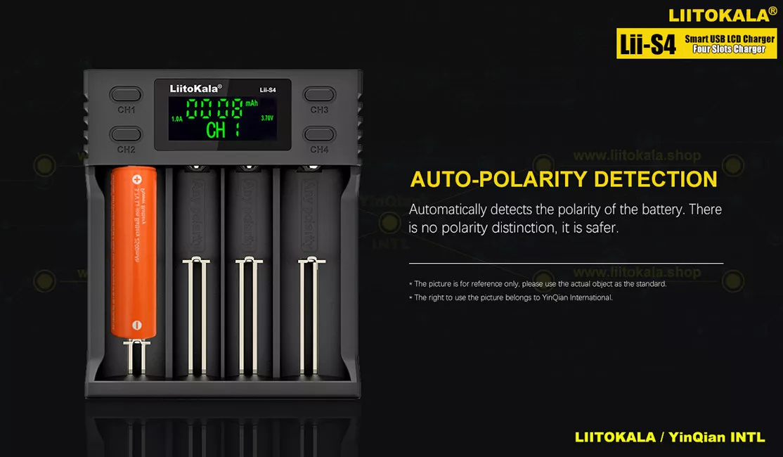 Универсальное зарядное устройство Liitokala Lii-S4 4 канала Ni-Mh/Li-ion/LiFePo4 USB LCD, фото №6 Универсальное зарядное устройство Liitokala Lii-S4 4 канала Ni-Mh/Li-ion/LiFePo4 USB LCD, фото №6