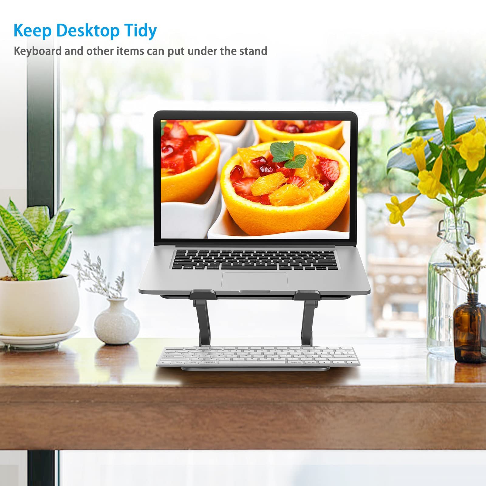 Подставка для ноутбука BoYata, регулируемая, алюминиевая, совместима с ноутбуками (10-17 дюймов), MacBook Pro/Air, Surface, Samsung, HP, серая, фото №7
