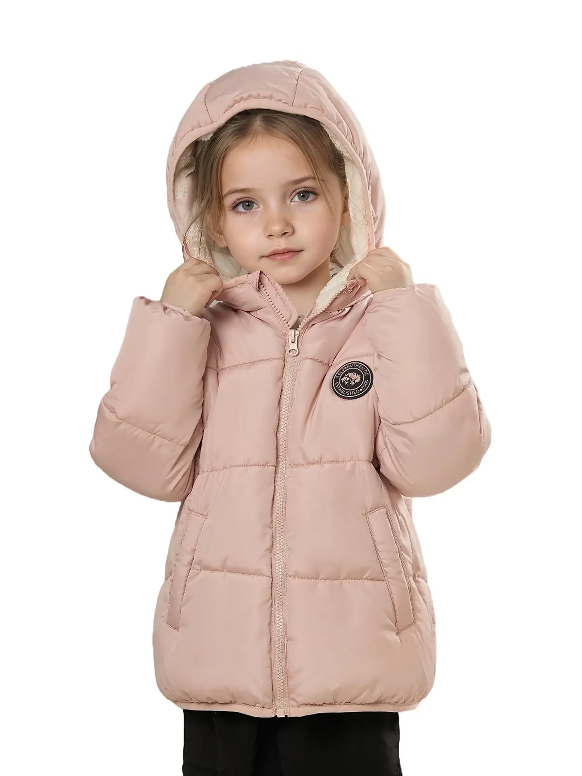 Зимова куртка з капюшоном Sunny Sprout для малюків, утеплена пухова куртка з вітрозахисними рукавами та флісовою підкладкою, фото №1