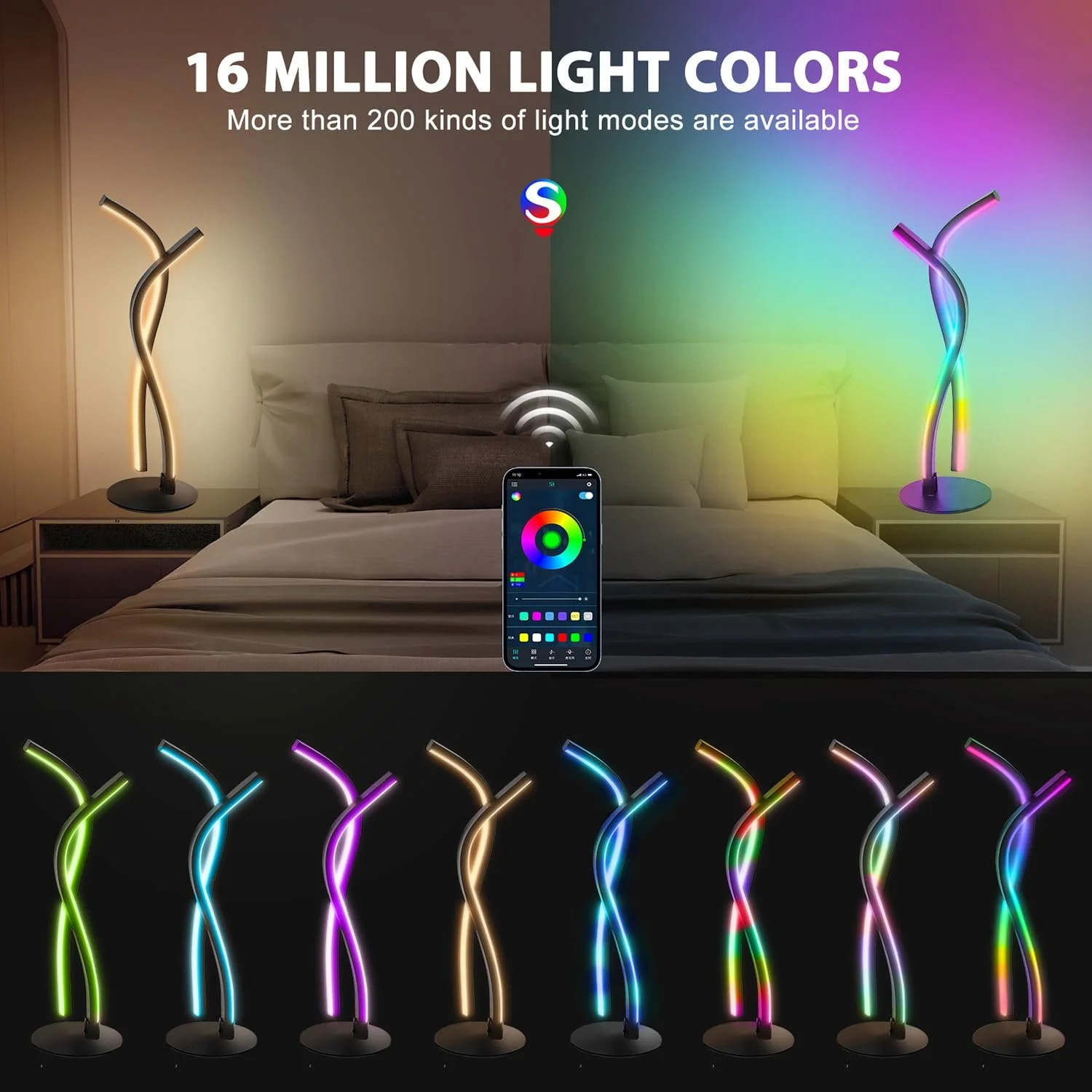 Настільна лампа LED Bedside Lamp RGB Warm White Dimmable Spiral App Control, фото №2