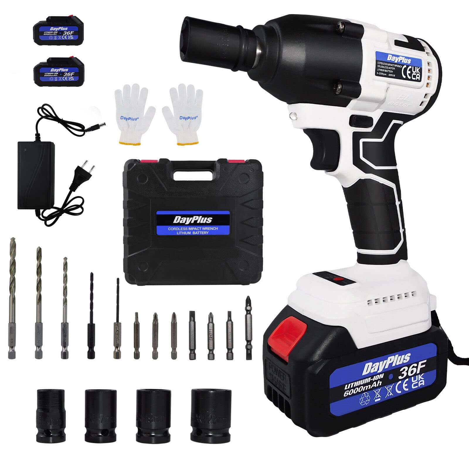 Електричний бездротовий ударний Шуруповерт Lucn 1/2 дюйма з тріскачкою з 4 гніздами 12 свердлами з LED підсвіткою 2 літій-іонними батареями, фото №1 Електричний бездротовий ударний Шуруповерт Lucn 1/2 дюйма з тріскачкою з 4 гніздами 12 свердлами з LED підсвіткою 2 літій-іонними батареями, фото №1