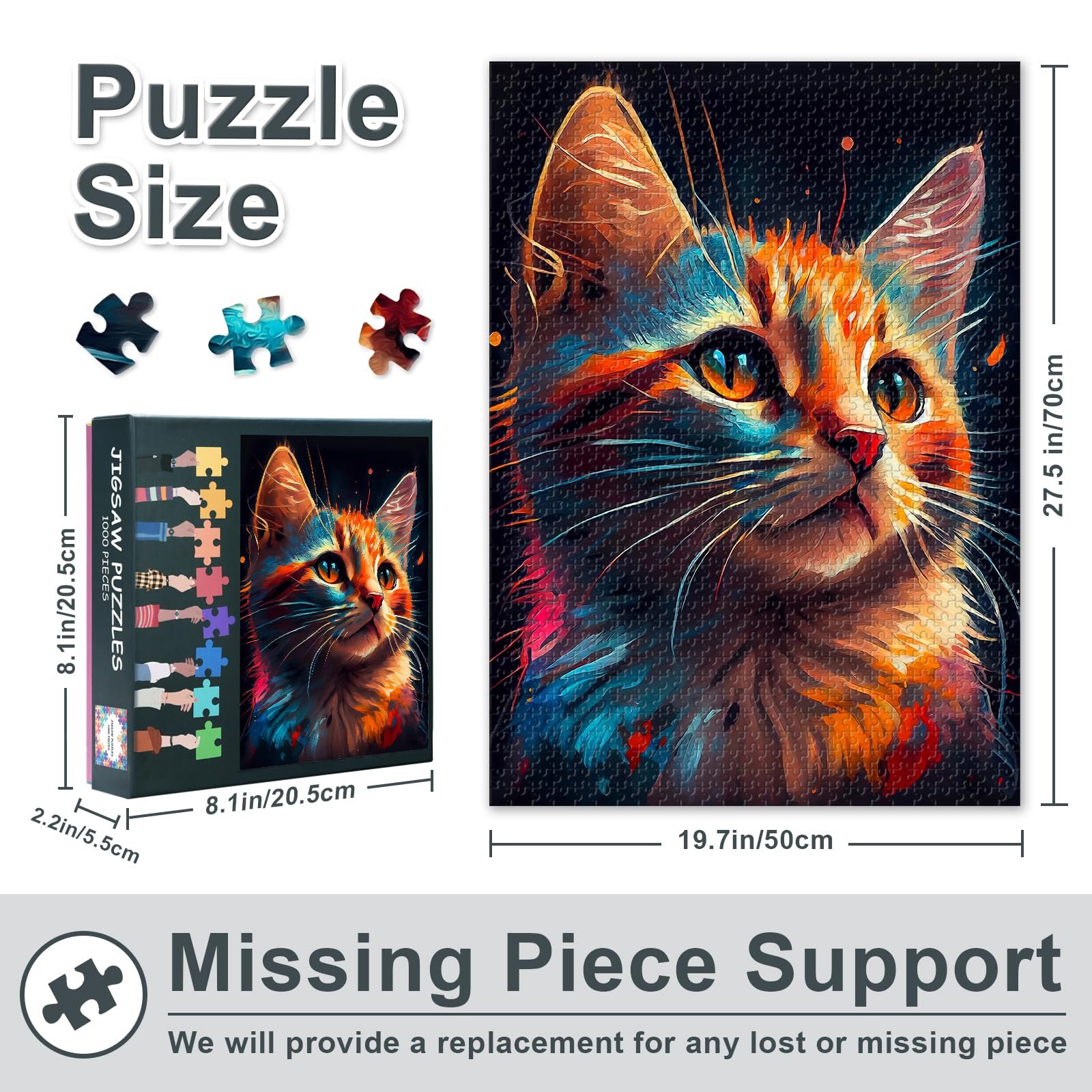 Пазл Cat Jigsaw Puzzles Impossible Challenge Animal 1000 елементів 70 cm x 50 cm, фото №3