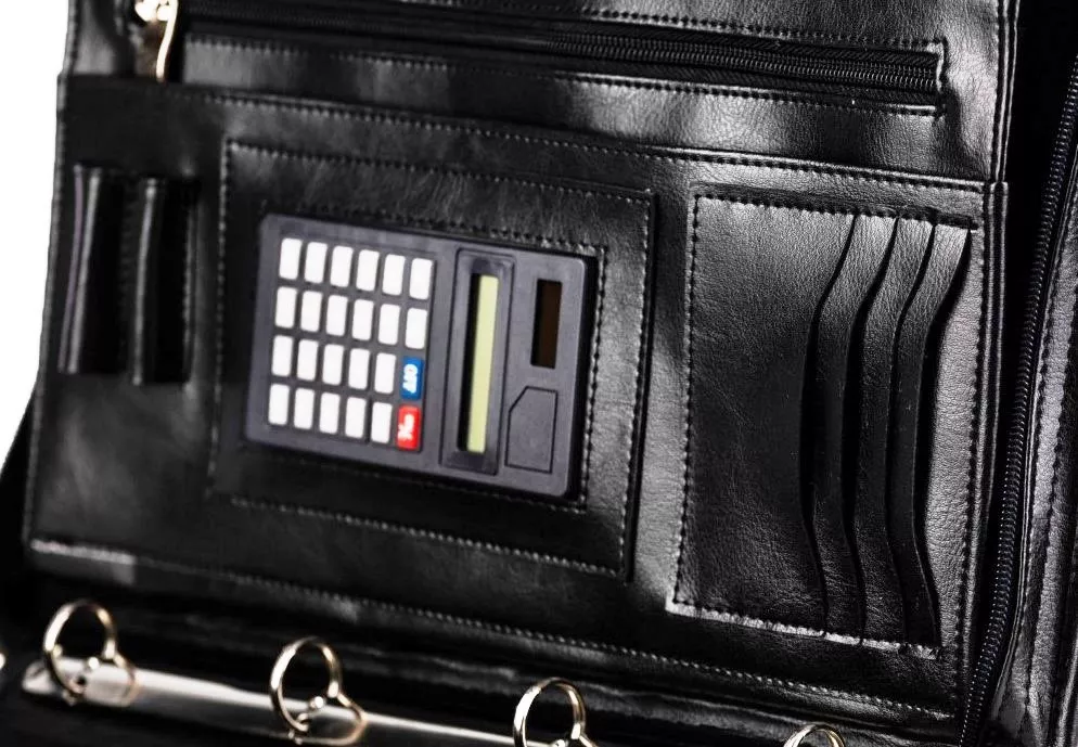 Деловая папка с калькулятором из эко кожи AMO SSBW04 чёрный, фото №5