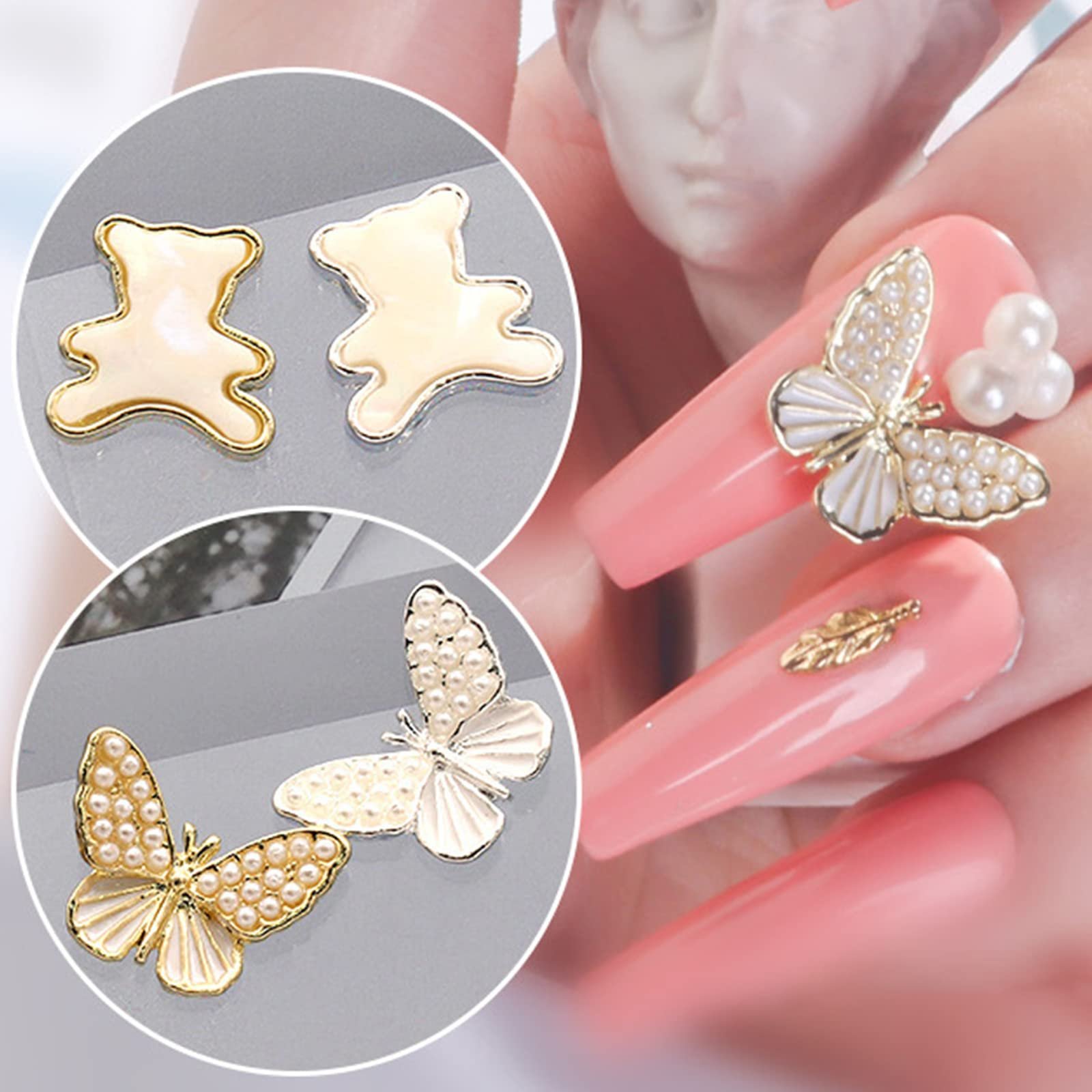 Стрази Метелики Золоті 20шт для DIY прикрас для нігтів 3D, фото №7