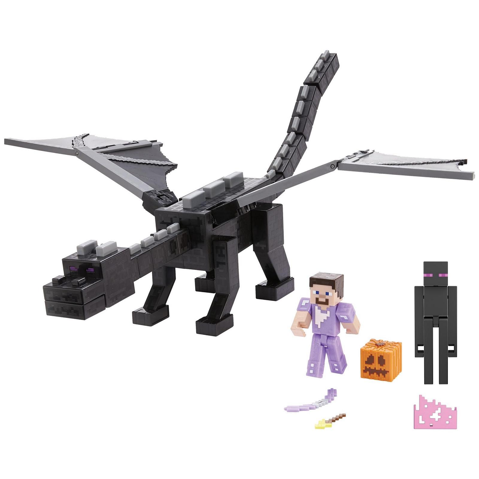 Набір фігурок Ender Dragon Mattel Minecraft HTN25, з підсвіткою, звуками та димом, зі Steve та Enderman, масштаб до 8 см, фото №1
