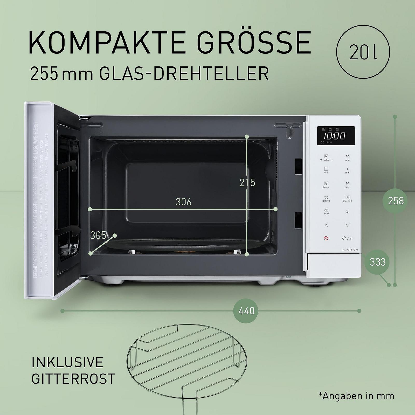 Мікрохвильова піч Panasonic NN-GM21QWEPG 20 л 800 Вт з грилем Біла, фото №2 Мікрохвильова піч Panasonic NN-GM21QWEPG 20 л 800 Вт з грилем Біла, фото №2