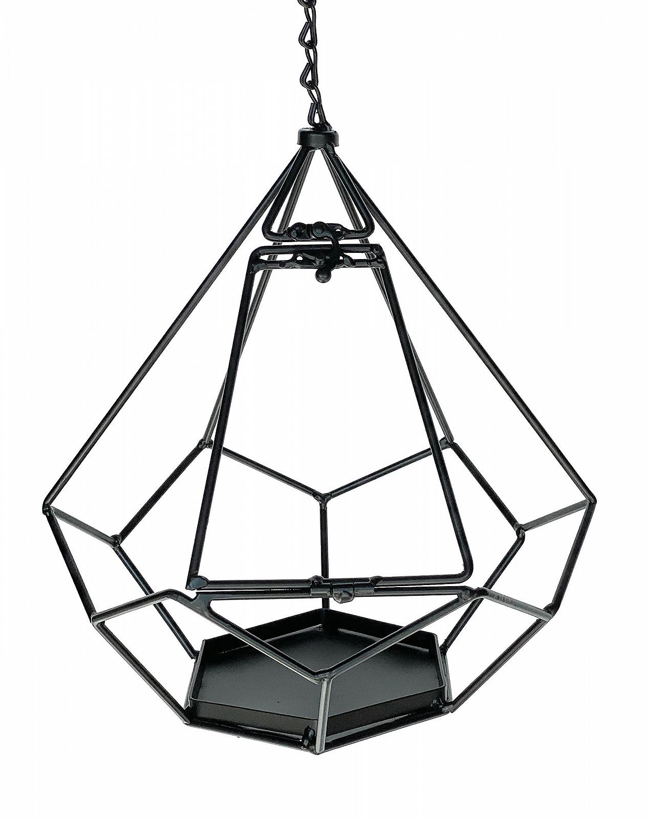 Підвісний кошик для рослин DanDiBo 96075 S 64 см Металевий Шестигранний Чорний, фото №4