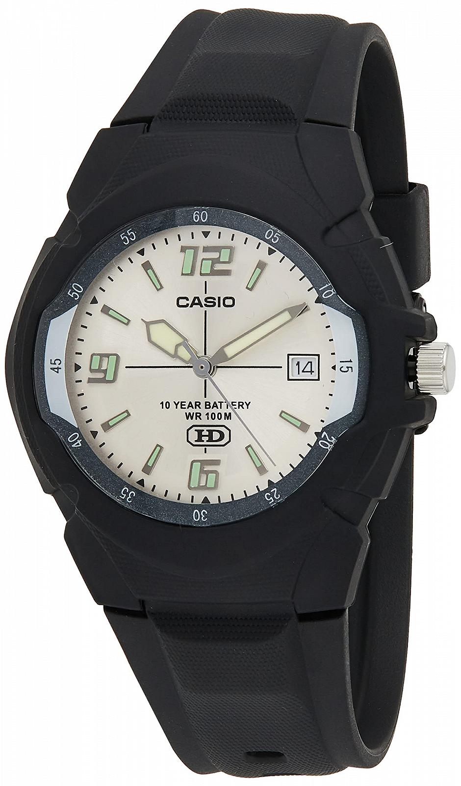 Годинник Casio Core MW600F-7AV Чоловічий, аналоговий, кварцовий, чорний ремінець, сріблястий циферблат, фото №1