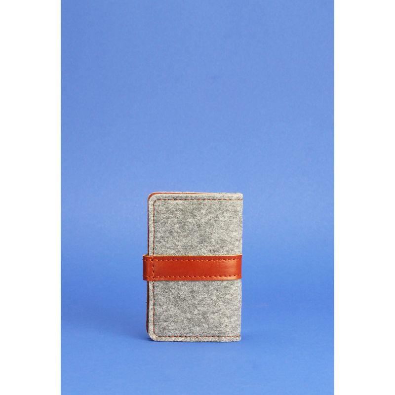 Фетровый кард-кейс визитница 6.1 с кожаными коричневыми вставками, фото №4