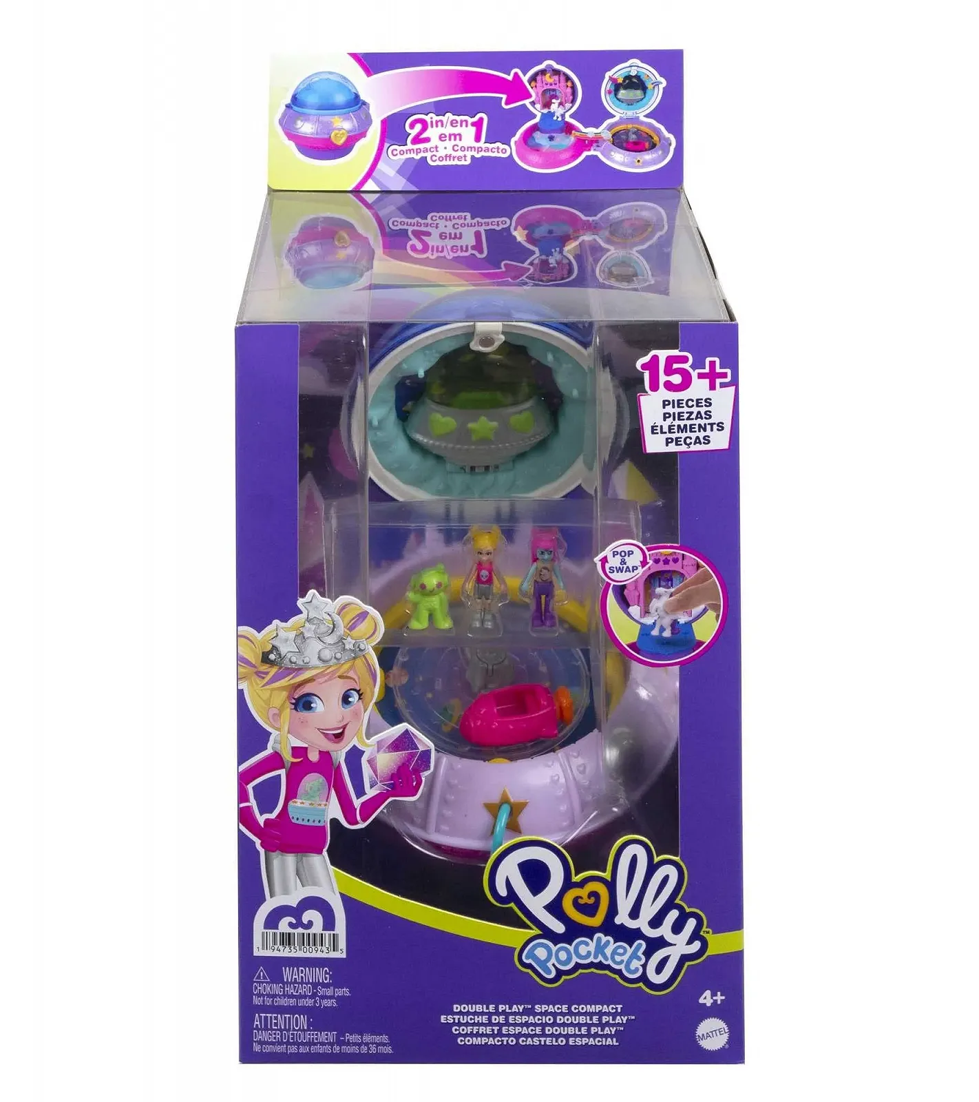 Ігровий набір Polly Pocket HCG25 Космічний, 2 мікроляльки, 15 аксесуарів, 1 елемент одягу, функція Pop & Swap, фото №6 Ігровий набір Polly Pocket HCG25 Космічний, 2 мікроляльки, 15 аксесуарів, 1 елемент одягу, функція Pop & Swap, фото №6