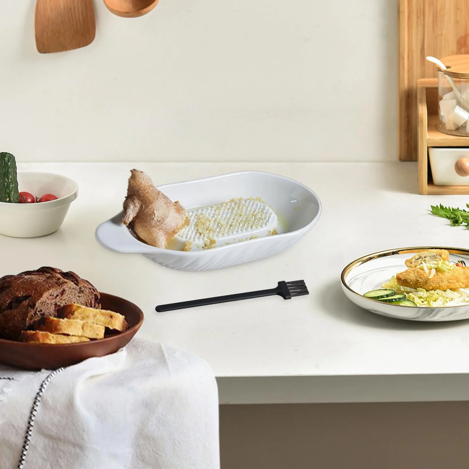 Овальна керамічна терка Apple, 20.5 x 9 см, з щіткою, фото №5