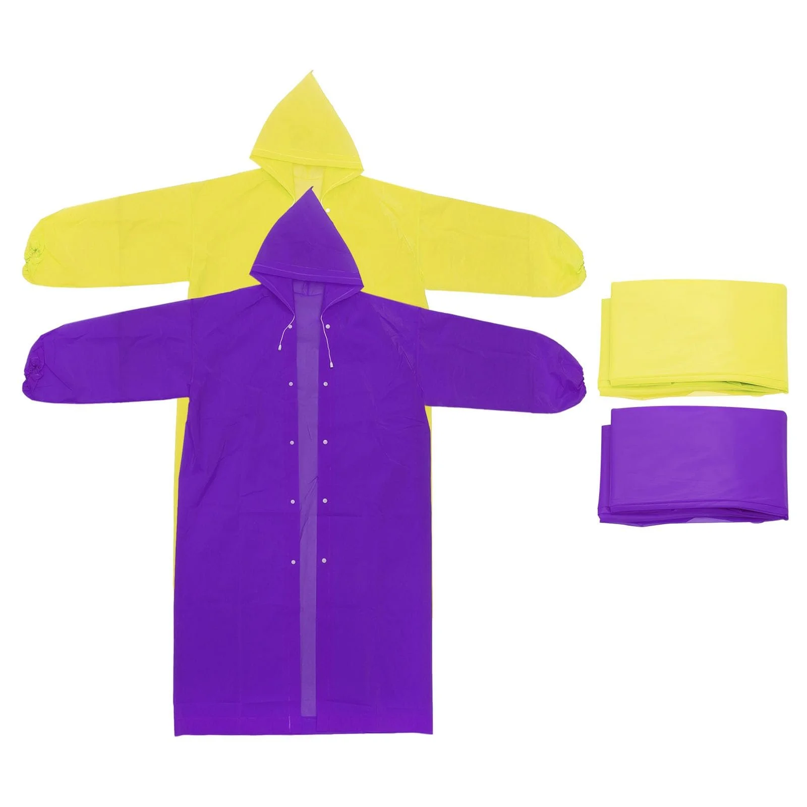 Дощовик PATIKIL 2 шт. Унісекс Потовщений Багаторазовий Водонепроникний Жовтий, Фіолетовий, фото №1