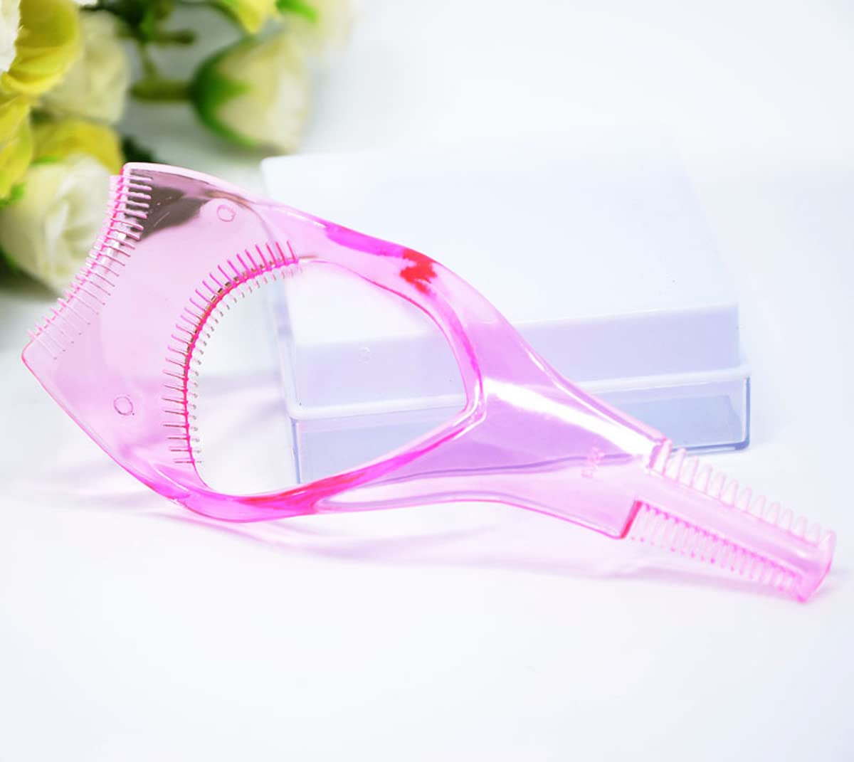 Набір Plastic Eyelash Tool Mascara Guard Applicator з гребінцем рожево-синій, фото №6