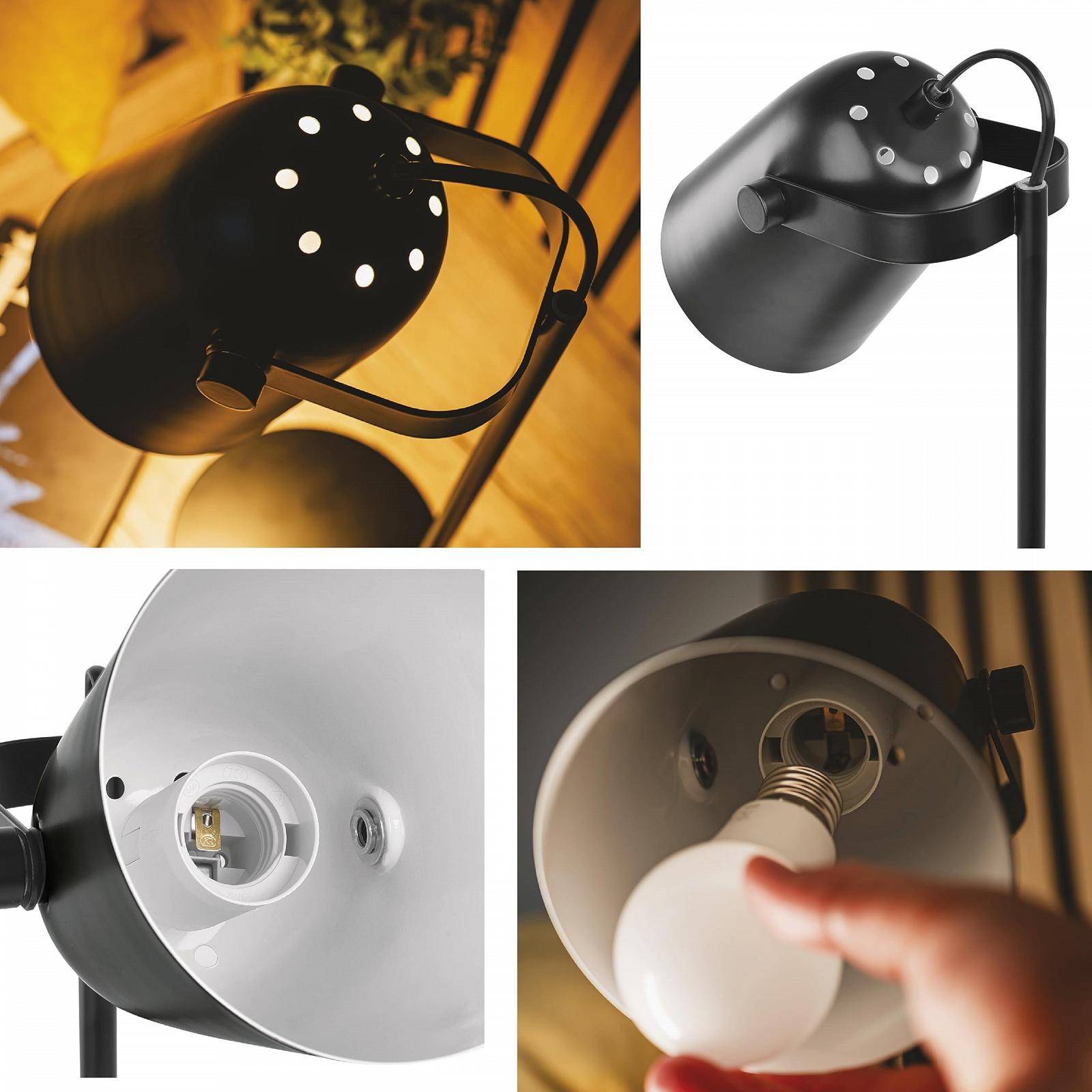 Настольная лампа EMOS Nina металлическая цоколь E27 кабель 150 см с евровилкой без лампочки Черная, фото №3