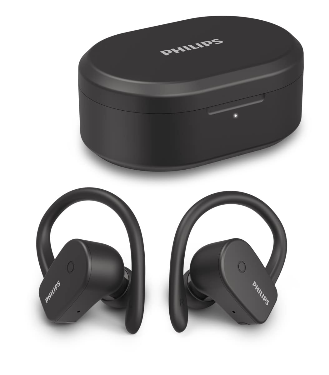 Наушники-вкладыши Philips Audio TAA5205BK/00 Bluetooth спортивные беспроводные (моно режим, микрофон, 6-мм неодимовый драйвер, водонепроницаемость IPX7, быстрая зарядка, съемная дужка), черного цвета, один размер, фото №1