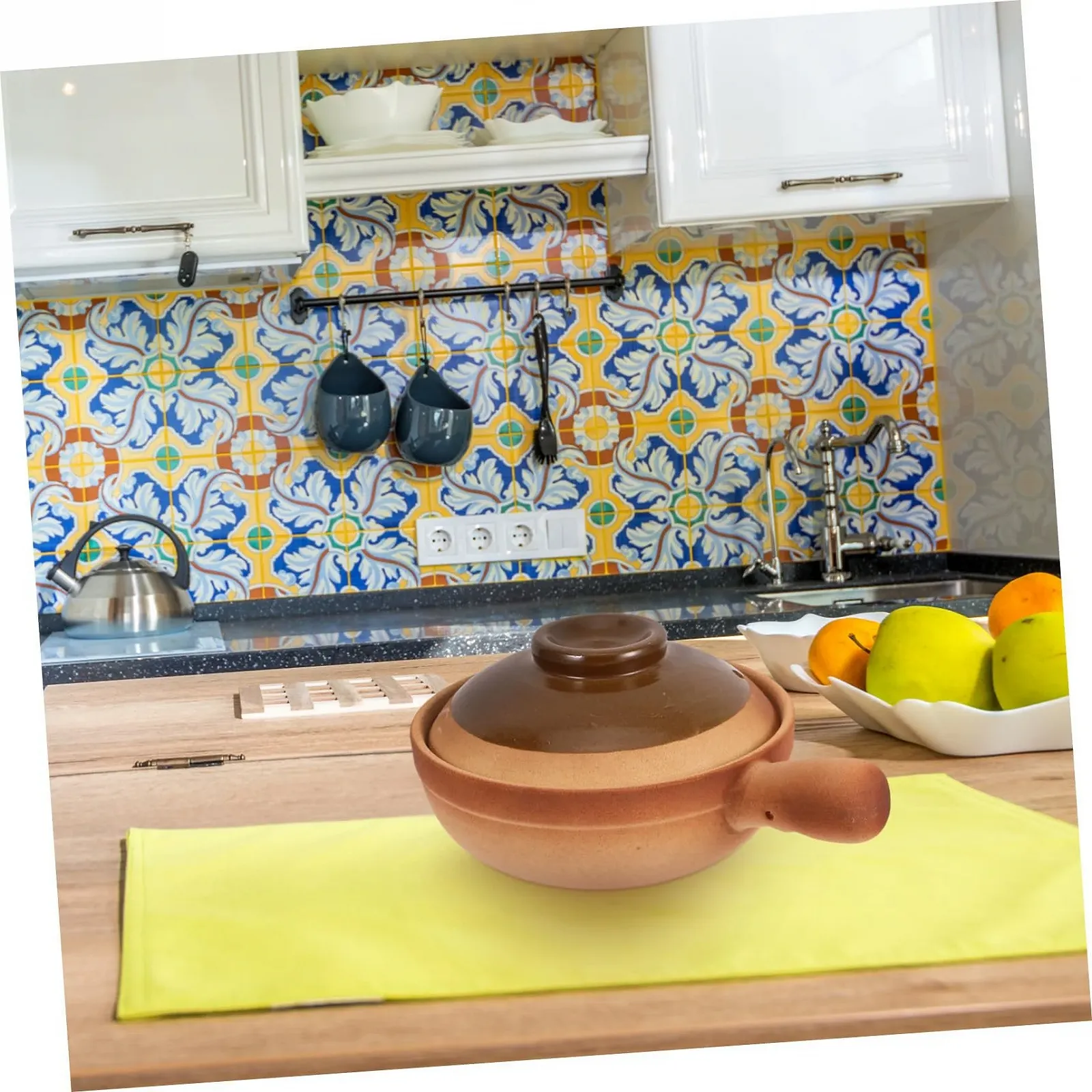 Горщик керамічний традиційний з кришкою та ручкою термостійкий, фото №5